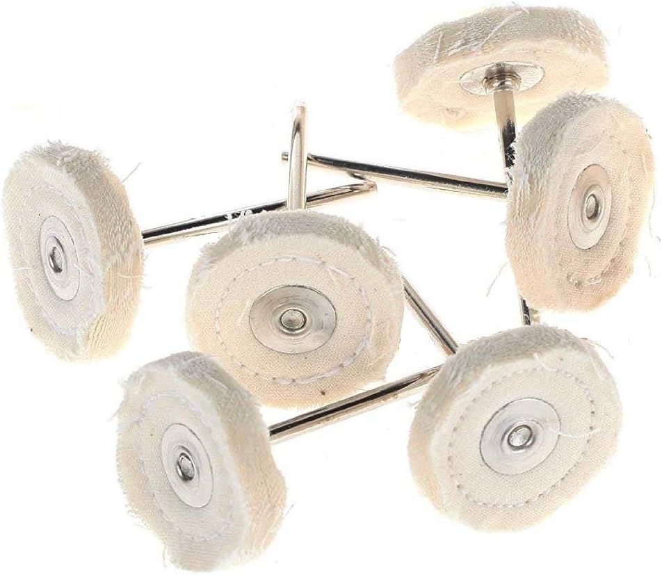 Dtacke 20pcs 1/8inch Shank Round White Fabric Polishing Buffing Cloth Wheel Brush for Power Rotary Tools
