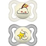 MAM Supreme Night Best Pacifiers 0-6 Months with Flexible Nipples, Glow in The Dark, 1 Case, 2 Count