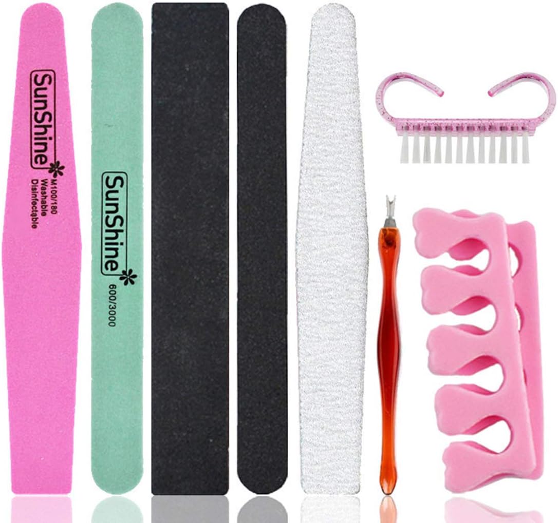'8 in 1 Multifunctional Nail Care Kit Professional Nail Buffer Block Cuticle Pusher Polishing Block Toe Separator Se Toenail Clippers