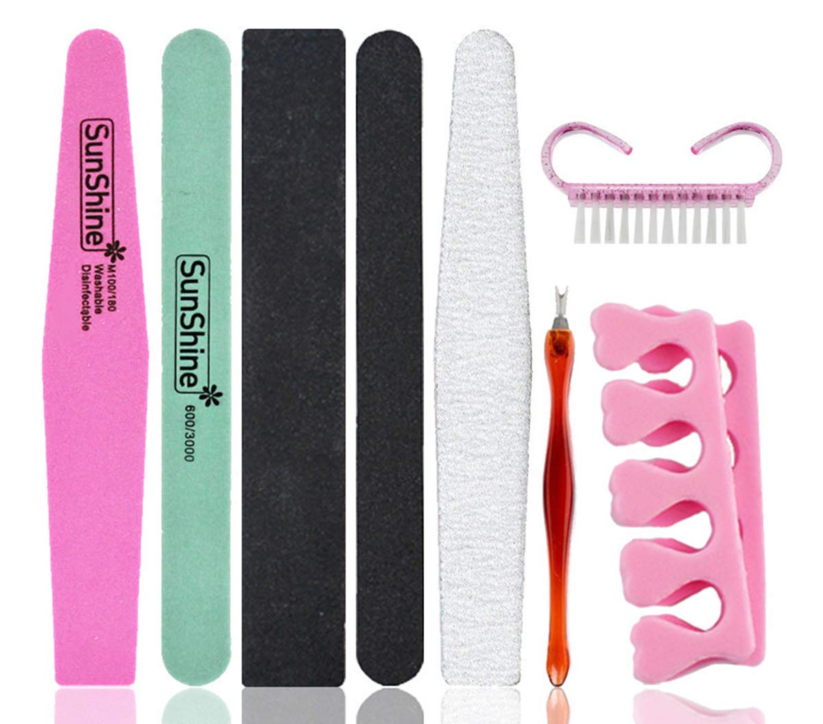 '8 in 1 Multifunctional Nail Care Kit Professional Nail Buffer Block Cuticle Pusher Polishing Block Toe Separator Se Toenail Clippers