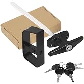 Shed Door Latch T-Handle Lock Kit with 5 Keys,BTEOBFY 7-1/2" Stem Storage Barn Shed Door Hardware Lock Set for Playhouses, Chicken Coops,Camper (Black)