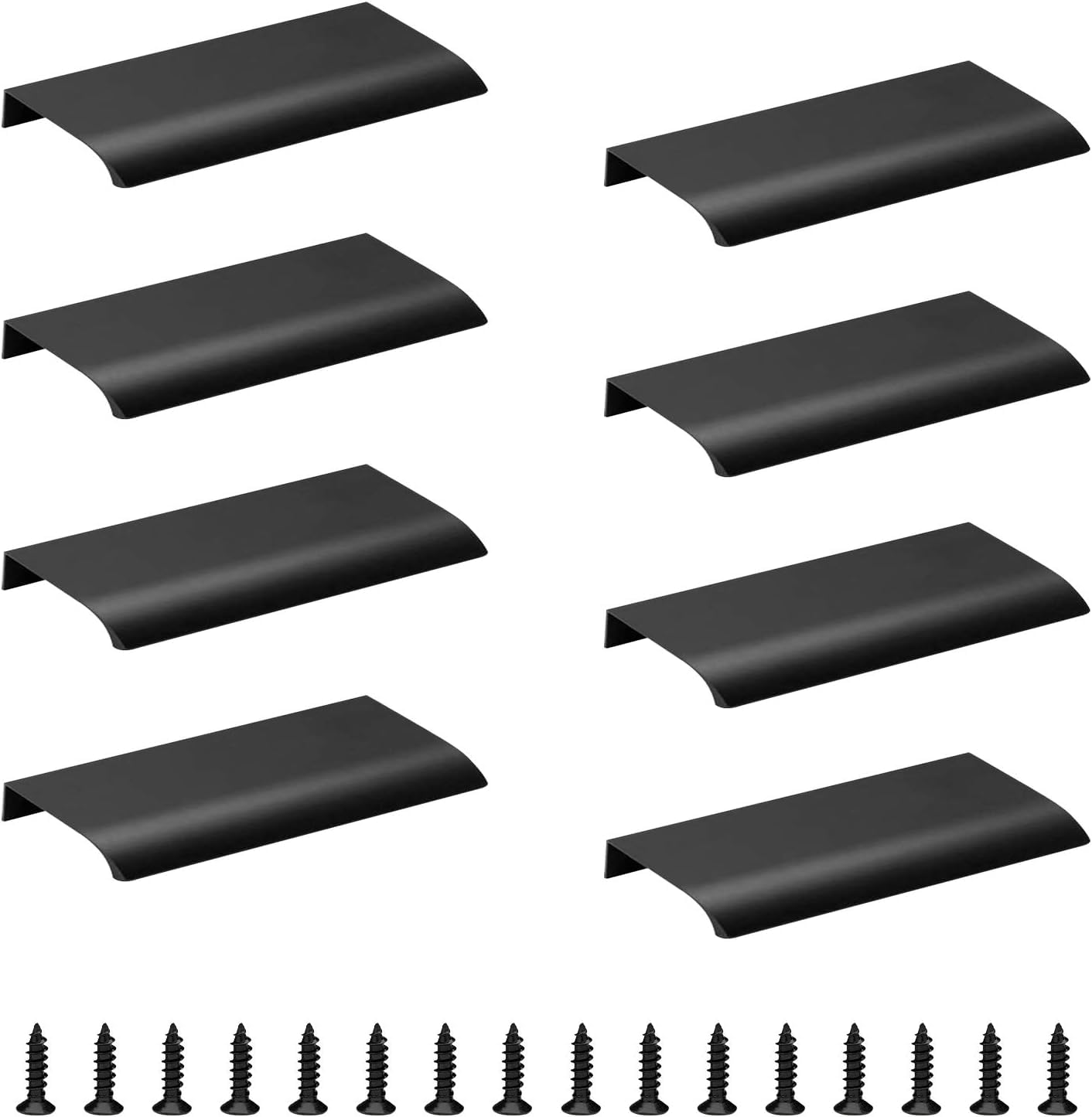 MOROBOR 8 Pack Modern Style Finger Edge Pull Furniture Drawer Handles Hidden Cabinet Kitchen Drawer Handles Knobs, 150mm/Black — image 1