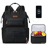 Maelstrom Travel Backpack for Women Men,Laptop Backpack Fits 15.6-17.3 Inch Laptop, Nurse/Work Bag with Insulated Lunch Box (Black)