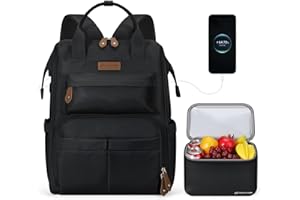 Maelstrom Travel Backpack for Women Men,Laptop Backpack Fits 15.6-17.3 Inch Laptop, Nurse/Work Bag with Insulated Lunch Box (Black)