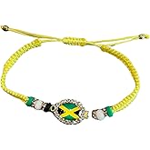 Lunch Money Jamaica Jamaican Flag Adjustable Wrist Wrap Bracelet Rope Bracelet Friendship Bracelet Anklets Jewelry for Women - Jamaica Pride Bracelet - Assorted Colors - Includes 1 Bracelet