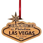 Las Vegas Christmas Ornament 2026 in Laser Cut Wood - Las Vegas Souvenirs and Gifts, Vegas Ornament - Comes in a Gift Box