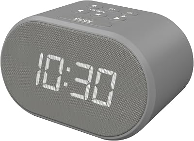 i-box Lite Alarm Clock Bedside FM Radio USB Charging 5 Display Dimmer Grey
