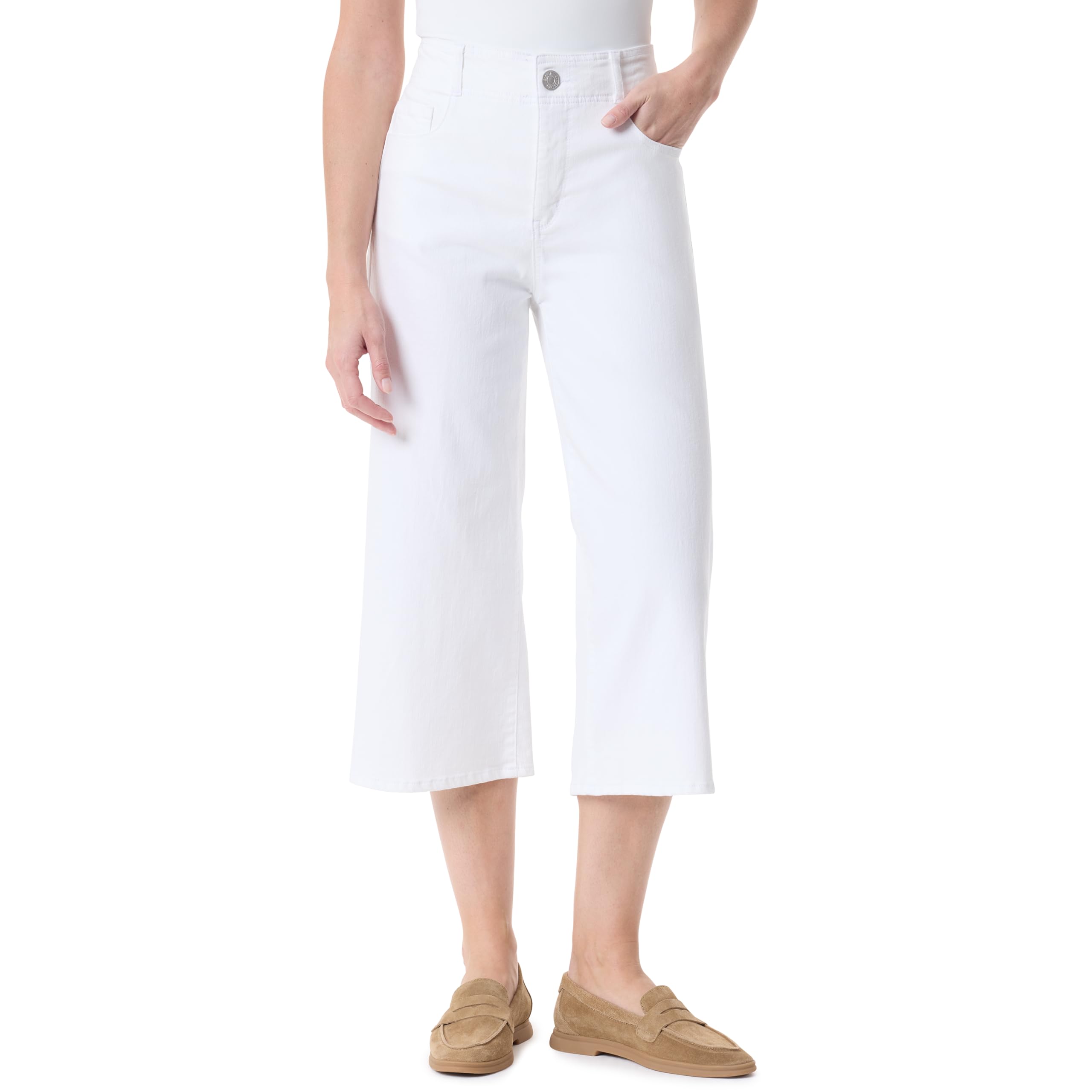 Gloria Vanderbilt Women’s Shape Effect Tummy Sculpt High Rise Culotte Standard, Vintage White