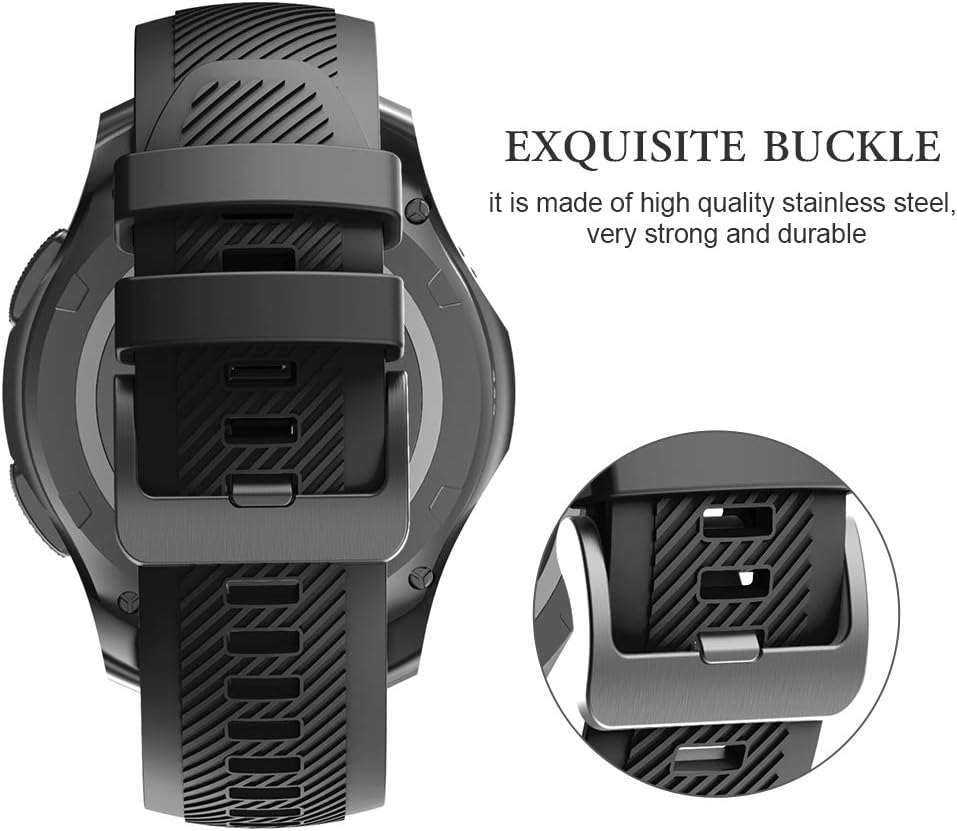 NotoCity for Gear S3 Frontier Band No Gaps,Silicone Replacement Band for Samsung Gear S3 Frontier/Gear S3 Classic/Galaxy Watch 46mm(black) - Image 5