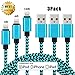iPhone Charger, C-TOP 3Pcs 3ft 6ft 10ft Lightning to USB Nylon Braided iPhone Cable Cord Charger Compatible with iPhone 7/7 Plus/6s/6s Plus/6/6 Plus/5/5S/5C/SE/iPad and iPod