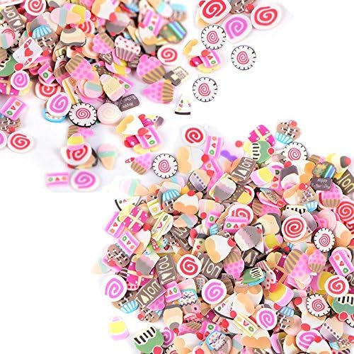 2000 Pcs Cake Fimo Slices for Slime,DIY Crafts,polymer clay canes Nail Art Decorations Slices by HONGTIAN