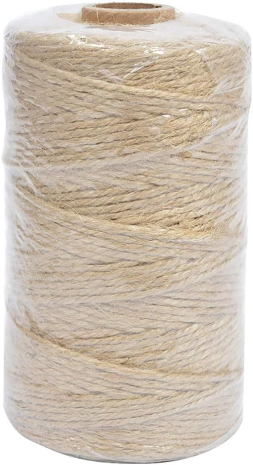 Weisfe78 1 Roll 300 ft Christmas Twine Cotton String Rope Cord for Gift Wrapping Arts Crafts Party Decorations Gardening Applications, Rice White, Natural Jute Twine