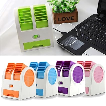 Hanumex Mini Small Fan Cooling Portable Desktop Dual Blade less Air Conditioner USB