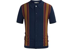 PJ Paul Jones Mens Polo Shirts Vintage Striped Lightweight Knitting Golf Shirts