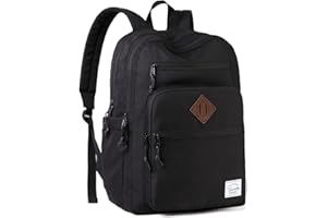VASCHY School Backpack for Men, Unisex Large Bookbag Schoolbag Casual Daypack for High School/College/Teens/Travel/Work Black