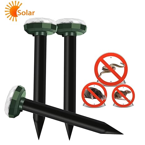 Sumeber Solar Maulwurfabwehr 3 Stück Ultrasonic Maulwurfabwehr, Solar Tiervertreiber Maulwurffalle Hundeschreck, Maulwurfschr