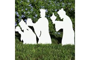 TEAK ISLE Outdoor Weatherproof Nativity Scene - 3 Wise Men Figures, Made in USA, Durable Plastic, Compact Storage, White