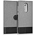 kwmobile Wallet case canvas cover for ZTE Axon 7 Mini - Flip case with card slot and stand in grey black