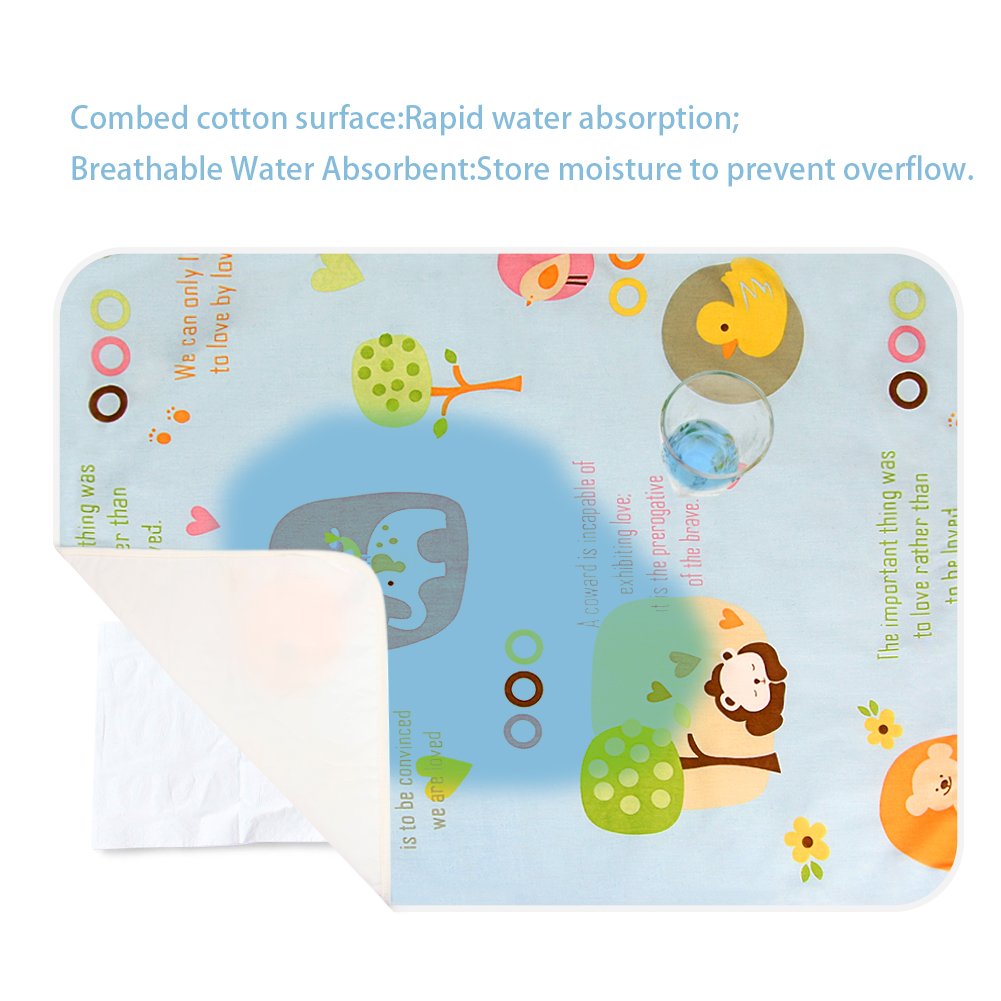 OOCOME Baby Pad Urine Pad Bed Pad 100% Pure Cotton Waterproof Washable Environmental Protection Pad Baby Stroller Children Adults with Incontinence (S)