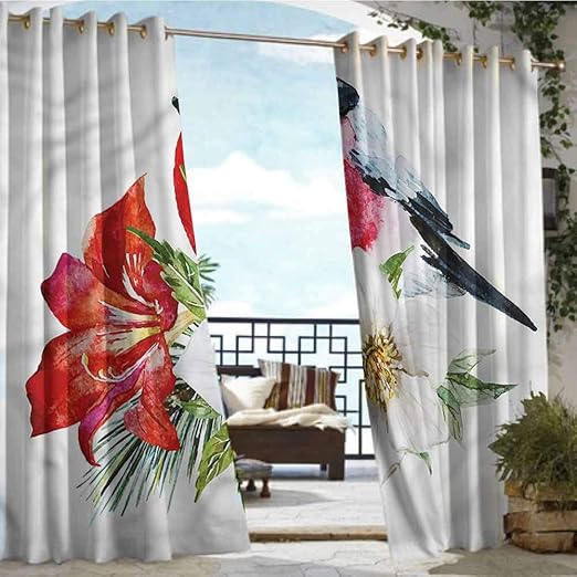 Amazon Com Outdoor Blackout Curtains Bird Bullfinch Exotic