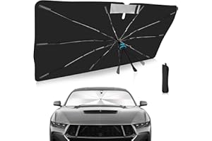 VEENJOY 2025 Upgrade Windshield Sun Shade Umbrella Custom Fit for Ford Mustang 2015-2025 Foldable UV Protection Car Cover, Emergency Rain Shield & Dashboard Protector - Durable Auto Accessory