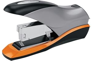 Swingline Stapler, 70 Sheet Capacity, Optima 70, Jam Free, Reduced Effort, Soft Grip, Metal, Silver, Black and Orange (87870)