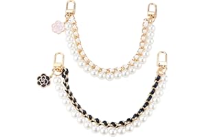 TMTAINS 2Pcs Bag Extender Chain Metal Pearl Double Purse Strap Extenders for Handbags Crossbody Bag Gold Purse Extender Chain Purse Strap Replacement Black White Purse Accessories Bag Charms Mobile Phone Case