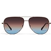 QUAY - Sunglasses for Men & Women, Round Lenses with UV Protection (High Key Extra Large, Chocolate/Brown Blue)