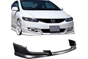 FREEMOTOR802 Front Bumper Lip Splitter, Fit For 2009-2011 Honda Civic Coupe, HF-P Style Unpainted Black PU 1PC Air Dam Chin Spoiler Underbody Front Lip Spoiler Lower Guard Protector