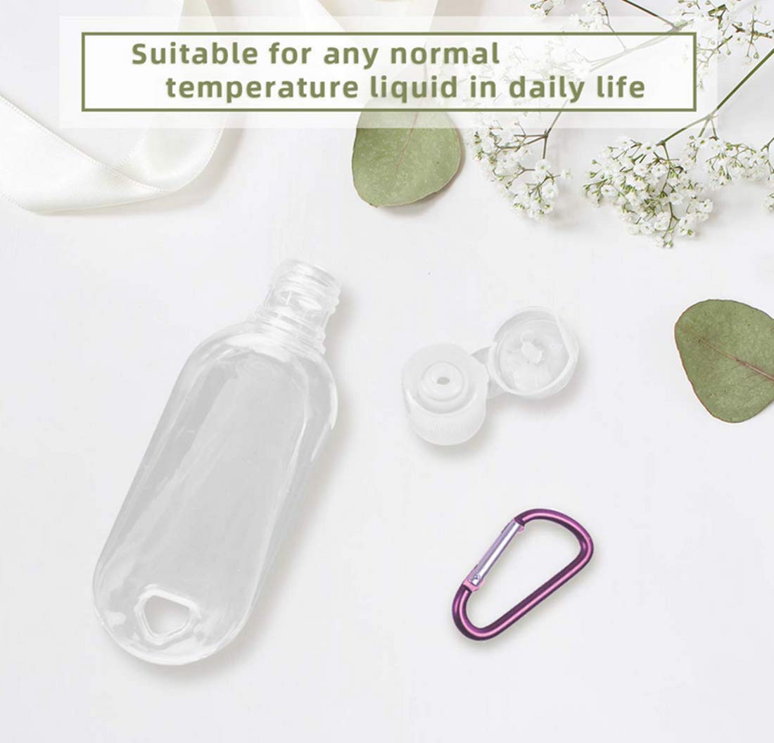 5 Packs Travel Plastic Clear Keychain Bottles,Empty Leakproof Squeeze Containers Flip Cap Small Refillable Containers for Toiletry Shampoo Lotion Soap