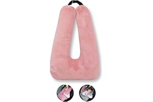 BSROLUNA Travel Pillow Car Sleeping Long Journeys Pillows for The Back seat Adults and Children on Head Support and Body Support U-Shaped Pillows(Pink)