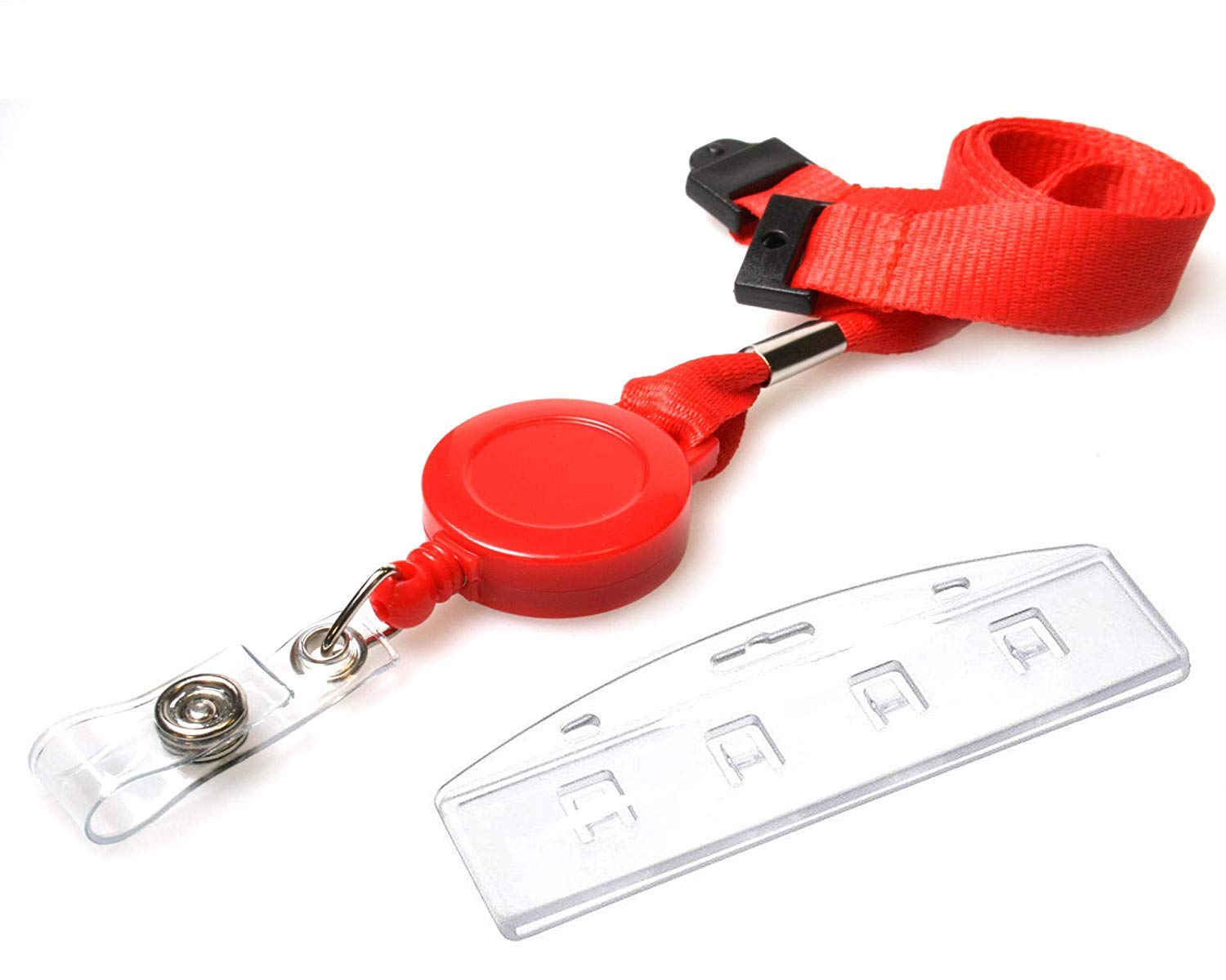 ID Swipe Card Holder & Access Card Lanyard Neck Straps with Integrated Retractable Card Reel - Red (1) Extendable Lanyard with Card Holder PCL Media ltd