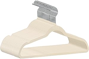 Softflame Premium Velvet Hangers 30 Pack, Non-Slip Suit Clothes Hangers, 360 Degree Swivel Hooks and Slim Profile to Maximize Closet Space Beige/Silver
