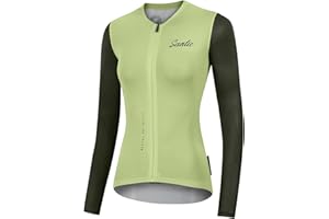 Santic Women's Cycling Jersey Long Sleeve Tops Pro Bike Shirt Full Zipper UPF 50+ MTB Jersey with Pockets