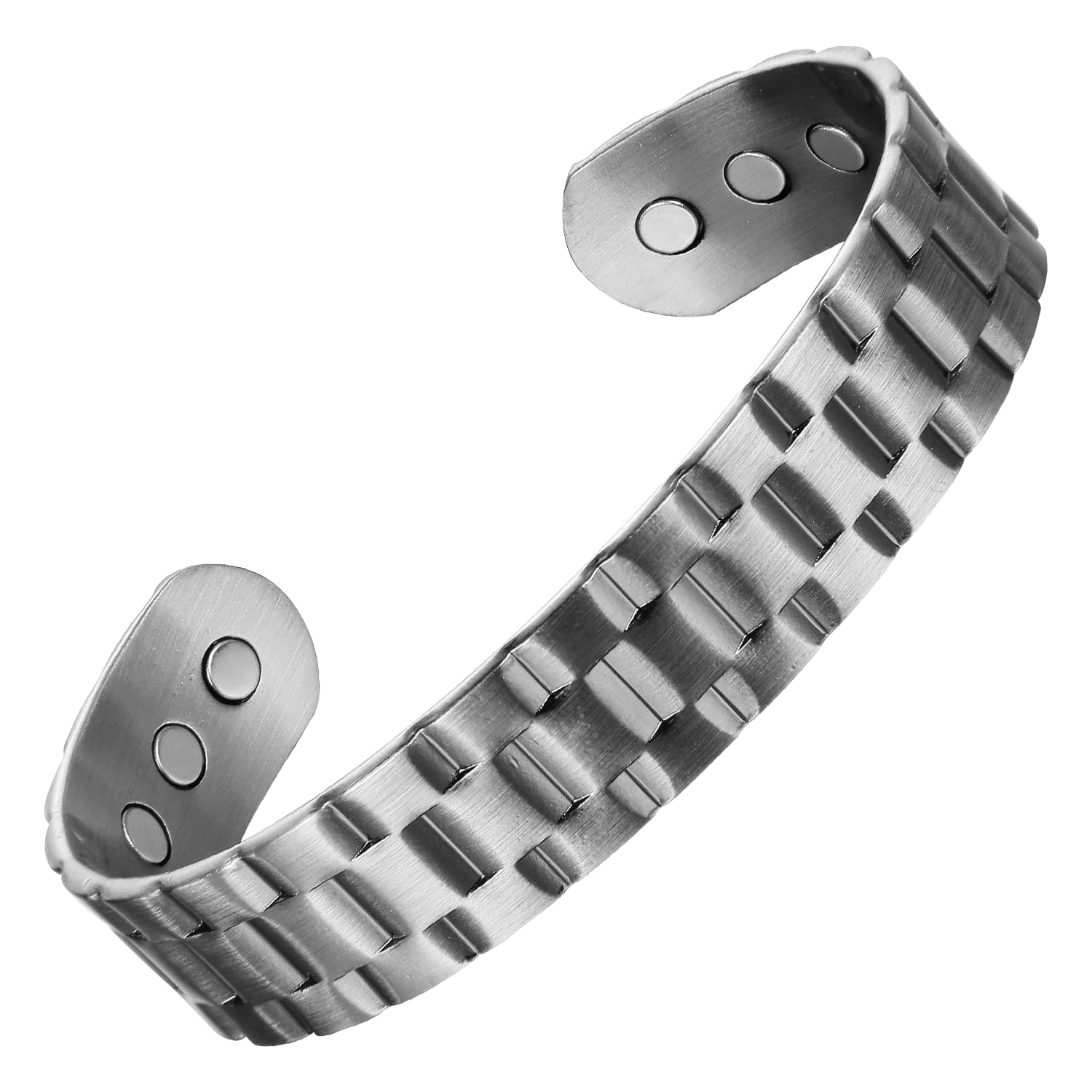 MagEnergy Copper Bracelet for Men 99.9% Pure Copper Bangle 7.3" Adjustable with 6 Magnets (Silver) — image 1