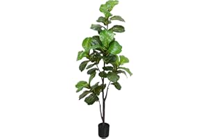 LUWENER 6ft Artificial Fiddle Leaf Fig Tree Plant,Fake Ficus Lyrata in Pot,Ficus Faux Plant Artificial Trees for Office Indoor Outdoor Garden Living Room Home Decor(1PCS-71in)