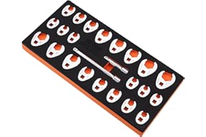 VEVOR 3/8" Drive Crowfoot Wrench Set with 2 Extension Bars, 24-Piece Crows Foot Wrench Set, SAE 3/8"-1" and Metric 10-22 mm, 