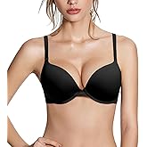 Pushlus Push Up Thick Padded Plunge Underwire T Shirt Lace Bra Lift Support for Women Add One Cup
