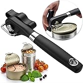 RICKUNCL Side Cut Can Opener Smooth Edge, Safety Can Opener with Durable Sharp Blade, Big & Soft Turn Knob & Comfortable Non-