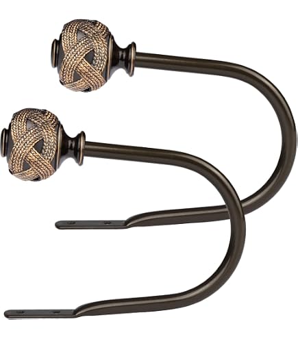 2-Pack Glass Crystal Curtain Hooks - Dark Bronze Metal Tieback Holdbacks For Drapery