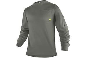 PTAHDUS FR Shirts for Men,5.5oz/7.1oz Round Neck Flame Resistant Long Sleeve Shirts, 100% Cotton Workwear FR Clothing for Men