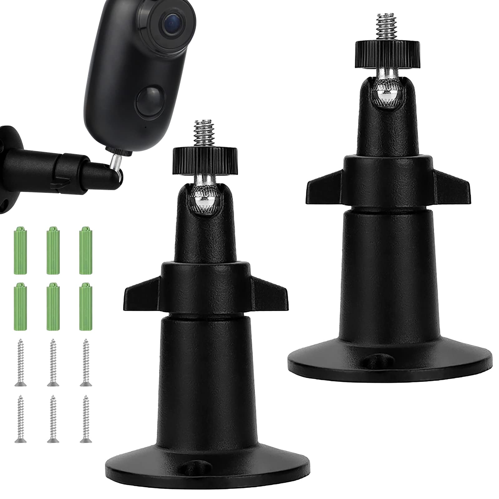 JJYHEHOT 2 Pack Security Camera Wall Mount Bracket, Camera Mounting Bracket, 360° Adjustable Indoor/Outdoor Mount for Arlo Pro/Pro 2/Pro3/Pro4,Ultra and Other Compatible Models((Black)