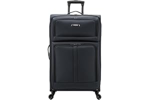 U.S. Traveler Anzio Softside Sturdy Ballistic Nylon Expandable Travel Suitcase Luggage with 4 Spinner Wheels, Dark Grey, Checked-Large 30-Inch