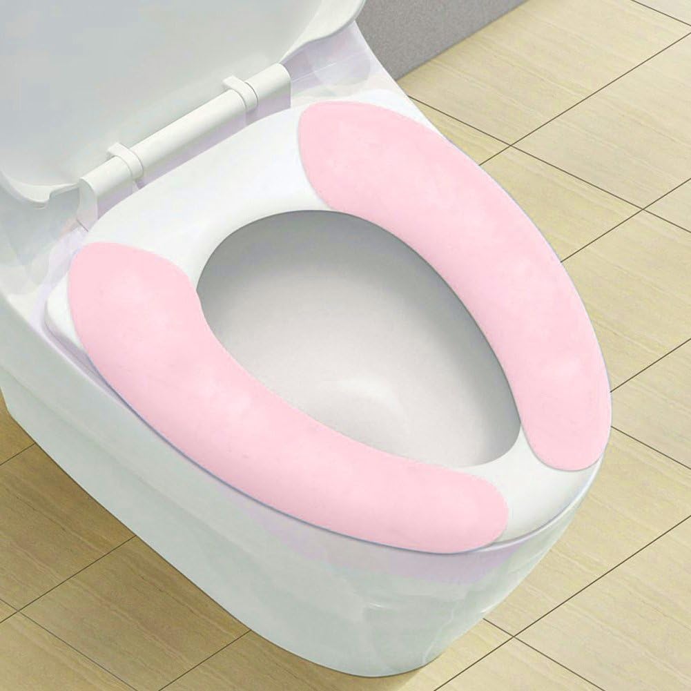 Hotreasure Toilet Seat Covers, Soft and Warm Fleece Bathroom Toilet Seat Cushion, Pink