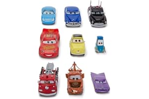 Disney Store Official Cars Figure Set – 9 Fully Sculpted Disney Figures Including Lightning McQueen, Tow Mater & More in Double-Tiered Box with Scenic Backgrounds