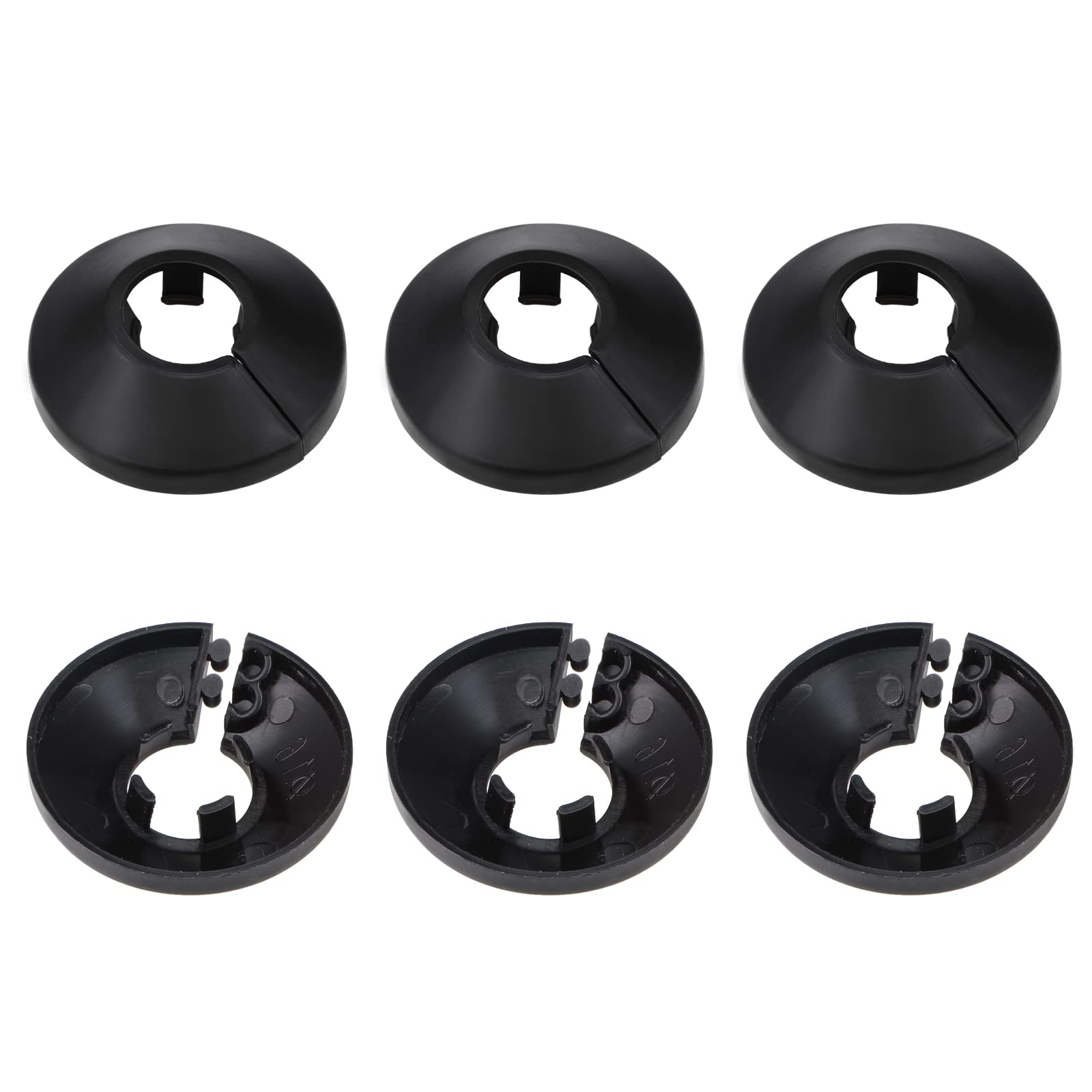 DTGN 47x13mm(DxT) Pipe Cover Decoration - 6Pack - Good for Bathroom Kitchen 15mm Dia Pipe - PP Plastic Escutcheon - Black