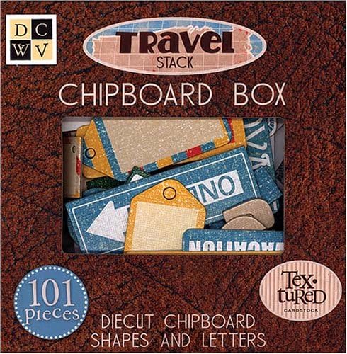 Diecuts With A View Chipboard Embellishments Boxed Travel Shapes and Letters, Textures 101Pieces