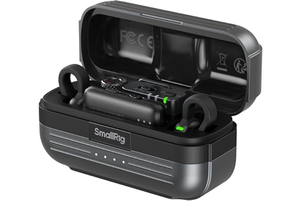 SmallRig Wireless Mic S70 (2 TX + 2 RX + Charging Case), USB-C and 3.5mm Jack Compact Wireless Microphone for Android Phone/Action Camera, 48h Use, Noise Reduction Record for Vlog (Black)