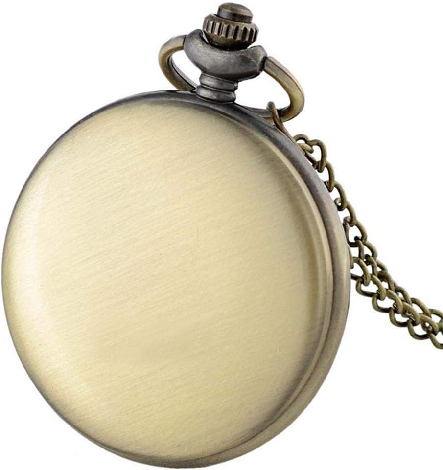 jklek Black Alloy Vintage Anti Pocket Watch Double Mechanical Skeleton Pocket Watch Chain Bronze