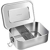 UPTRUST Stainless Steel Lunch Box, 800ML/27oz, Metal Bento Boxes with Lockable Clips t, Adjustable Divider included, Metal Lunch box for Travel & Work